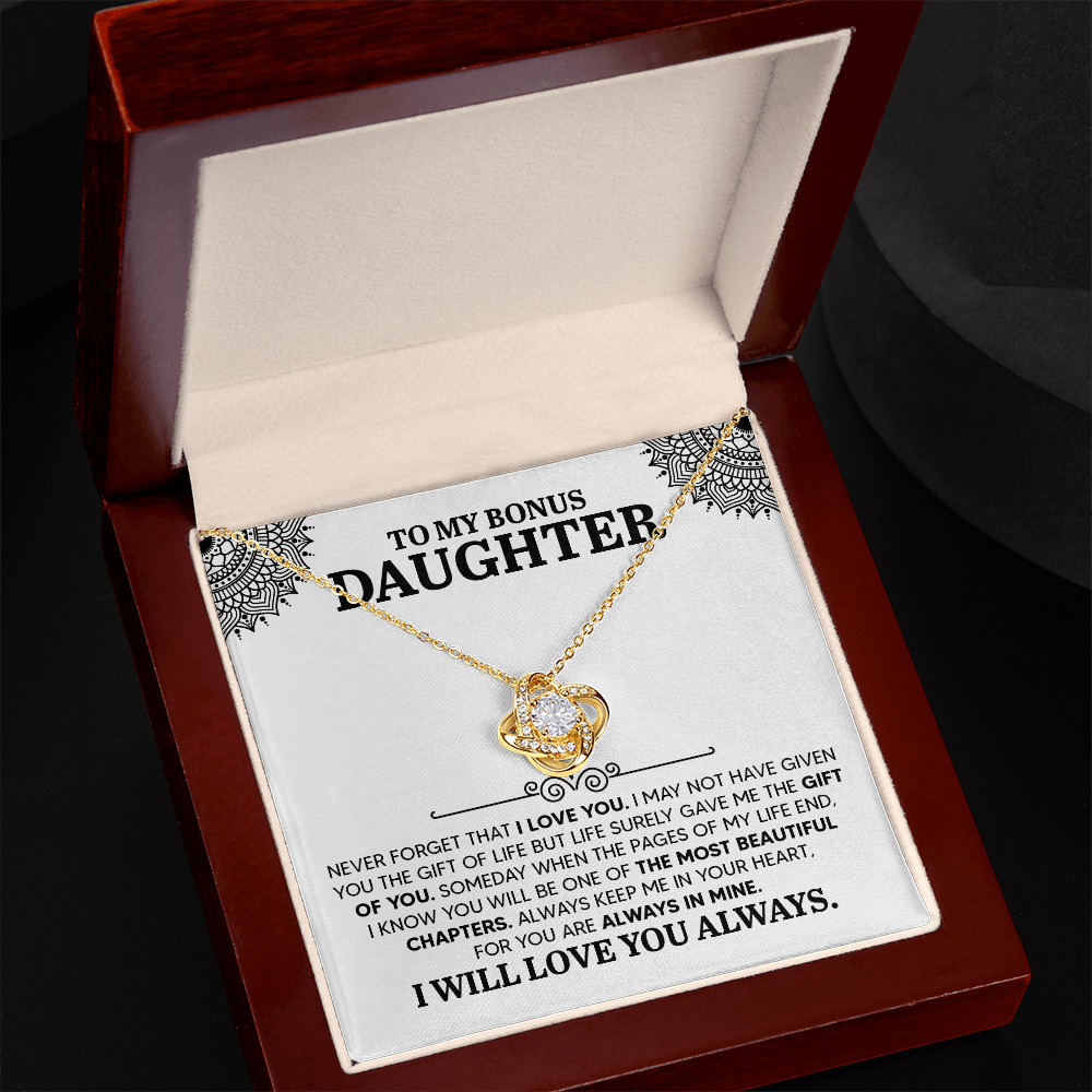 To My Bonus Daughter Love Knot Necklace