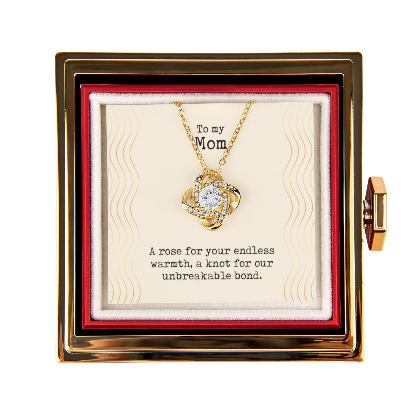 To my Mom A Rose for your endless warmth Love Knot Necklace