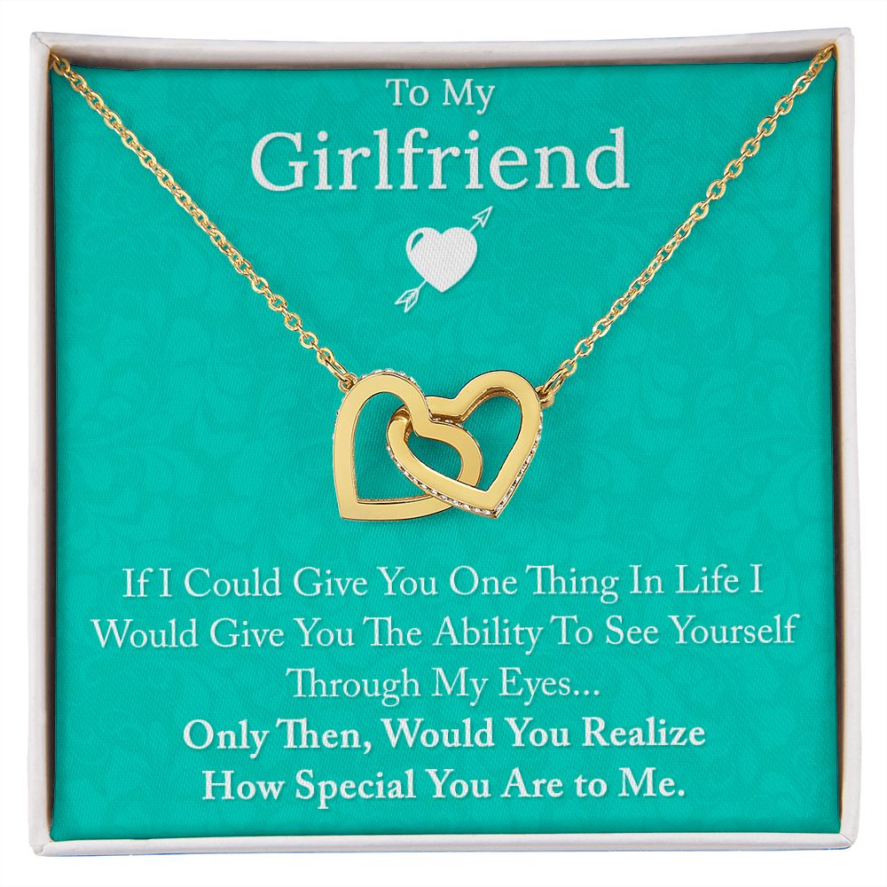 To My Girlfriend If I Could Interlocking Hearts necklace