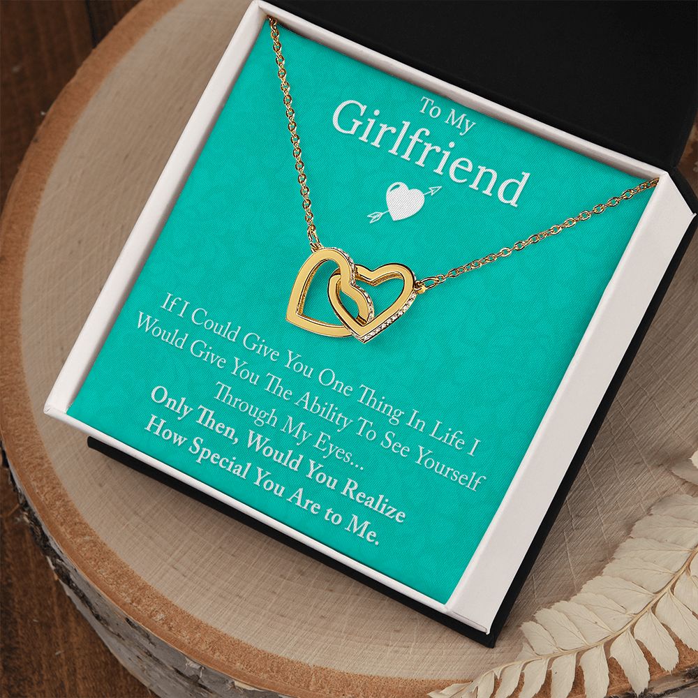 To My Girlfriend If I Could Interlocking Hearts necklace