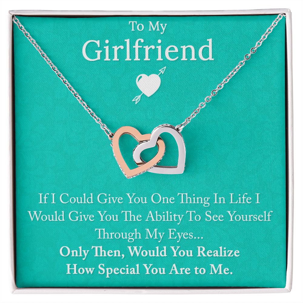 To My Girlfriend If I Could Interlocking Hearts necklace