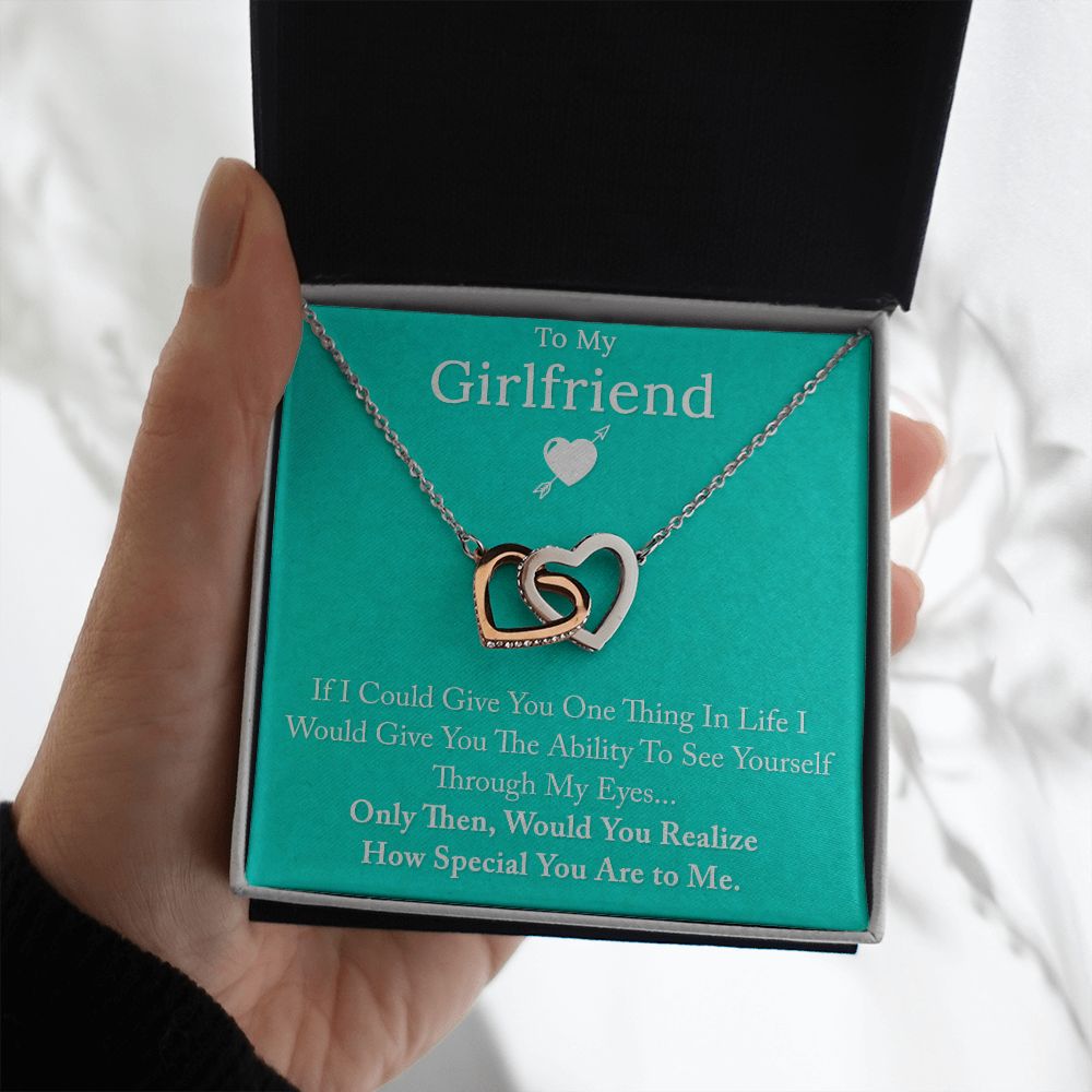 To My Girlfriend If I Could Interlocking Hearts necklace