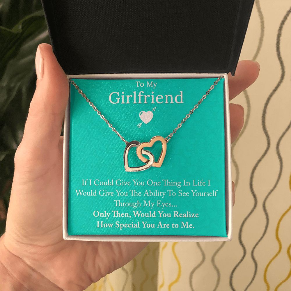 To My Girlfriend If I Could Interlocking Hearts necklace