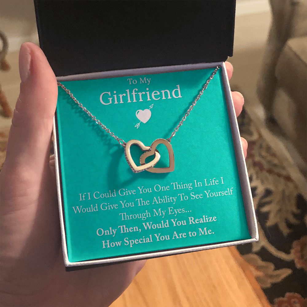 To My Girlfriend If I Could Interlocking Hearts necklace