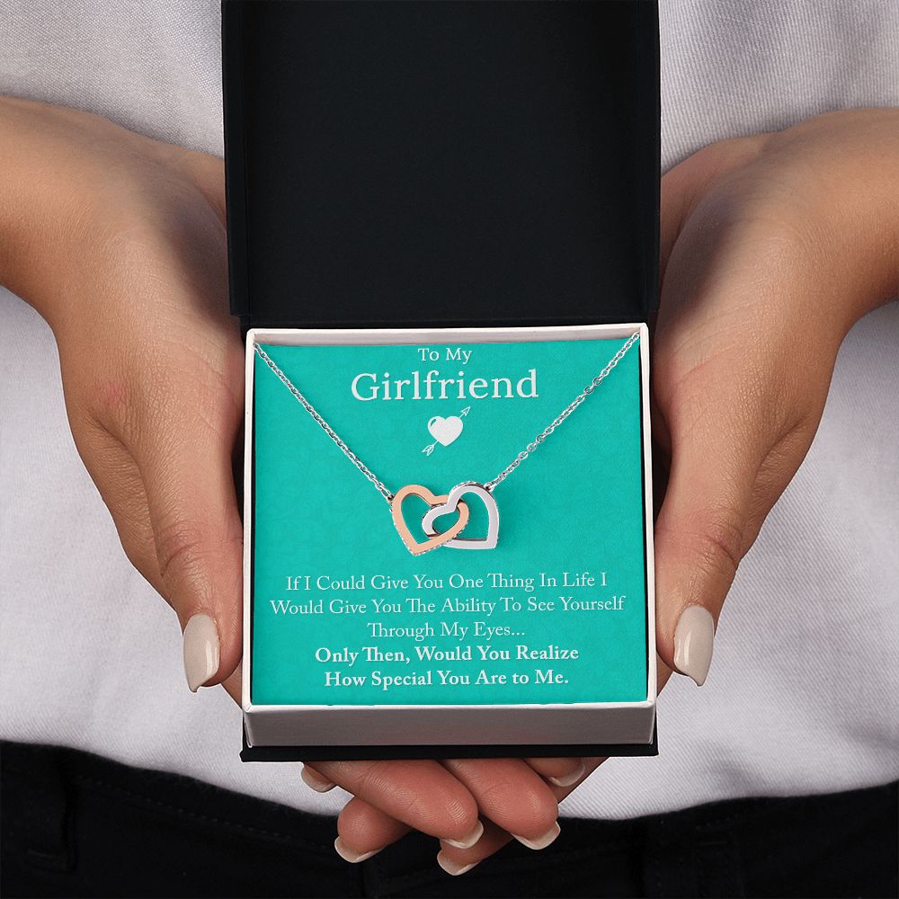 To My Girlfriend If I Could Interlocking Hearts necklace
