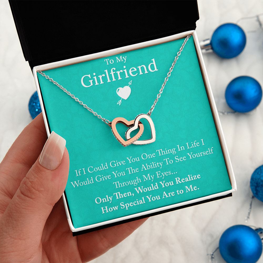 To My Girlfriend If I Could Interlocking Hearts necklace