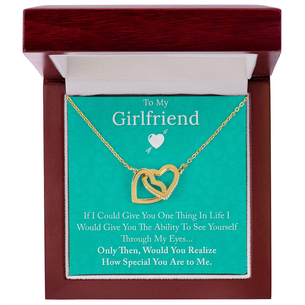 To My Girlfriend If I Could Interlocking Hearts necklace