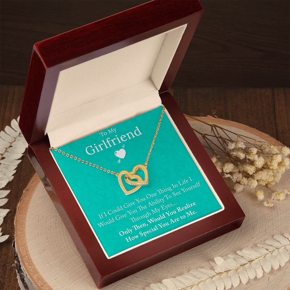 To My Girlfriend If I Could Interlocking Hearts necklace