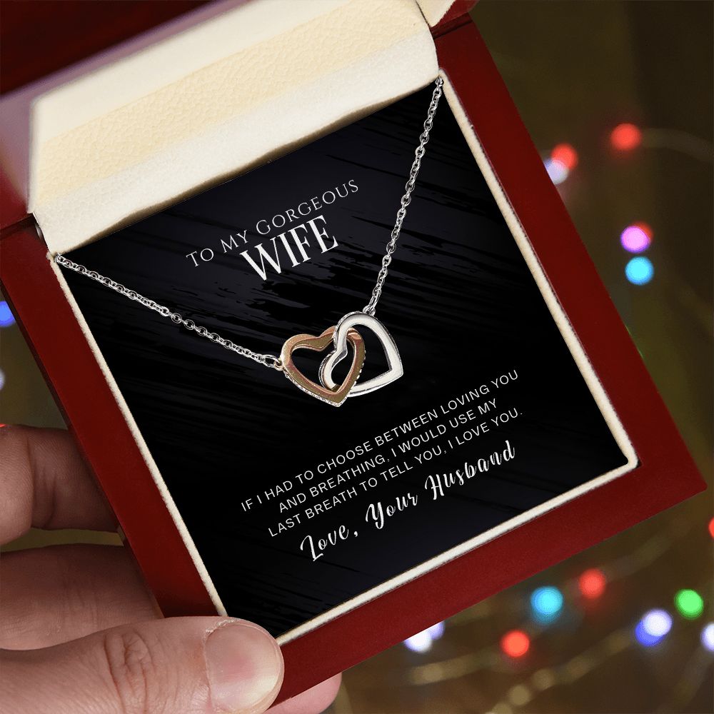To My Gorgeous WIFE Two Heart Necklace
