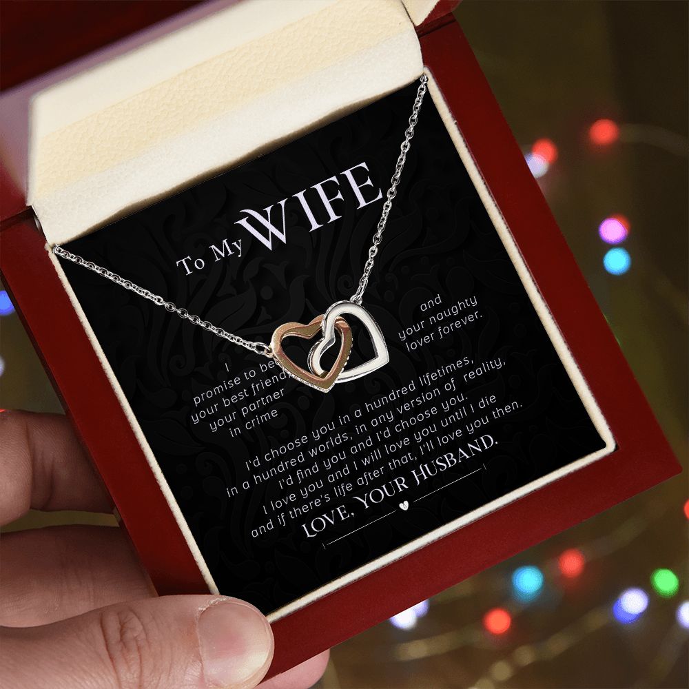 To My WIFE I Promise Two Hearts Necklace
