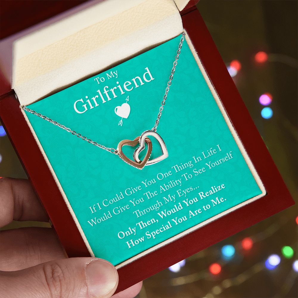 To My Girlfriend If I Could Interlocking Hearts necklace