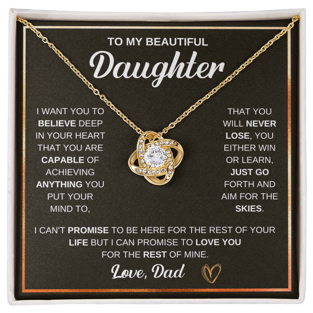 To My Beautiful Daughter Love knot Necklace
