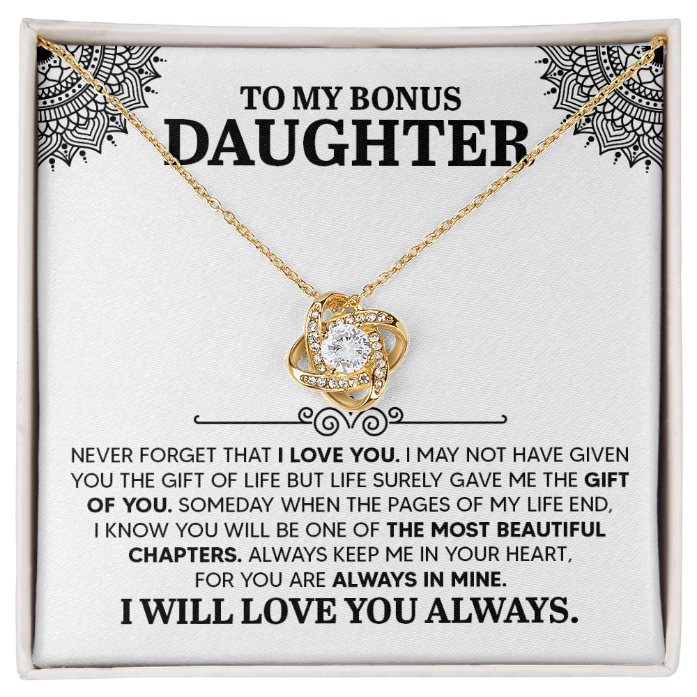 To My Bonus Daughter Love Knot Necklace