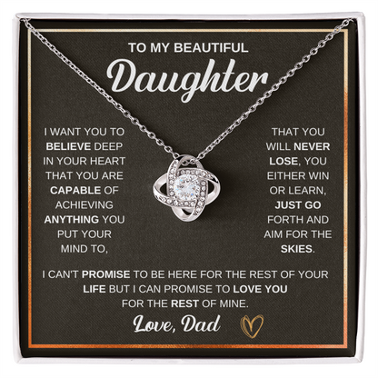 To My Beautiful Daughter Love knot Necklace