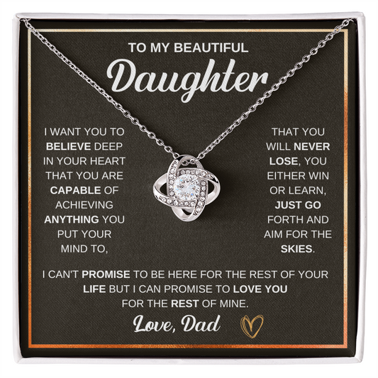 To My Beautiful Daughter Love knot Necklace