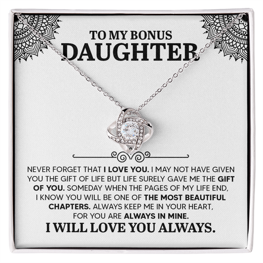 To My Bonus Daughter Love Knot Necklace