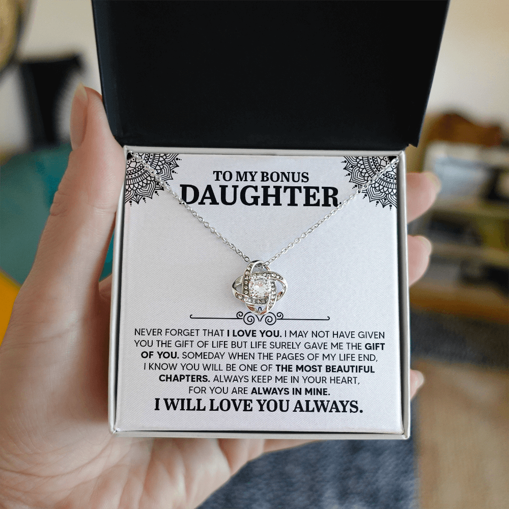 To My Bonus Daughter Love Knot Necklace