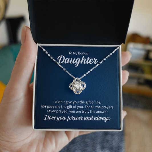 To My Bonus Daughter Love Knot Necklace