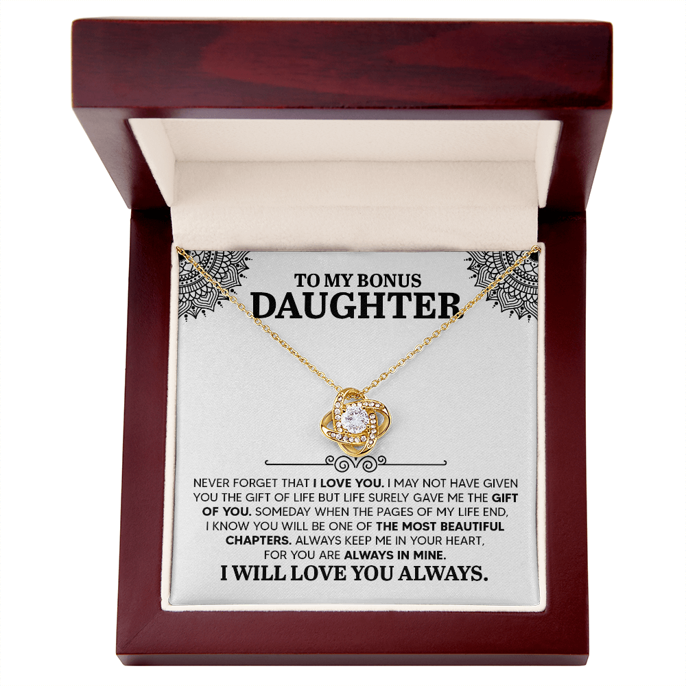 To My Bonus Daughter Love Knot Necklace