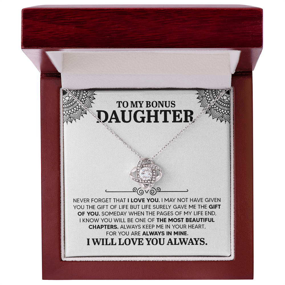 To My Bonus Daughter Love Knot Necklace
