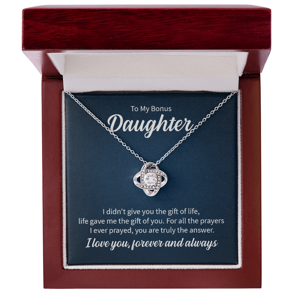 To My Bonus Daughter Love Knot Necklace