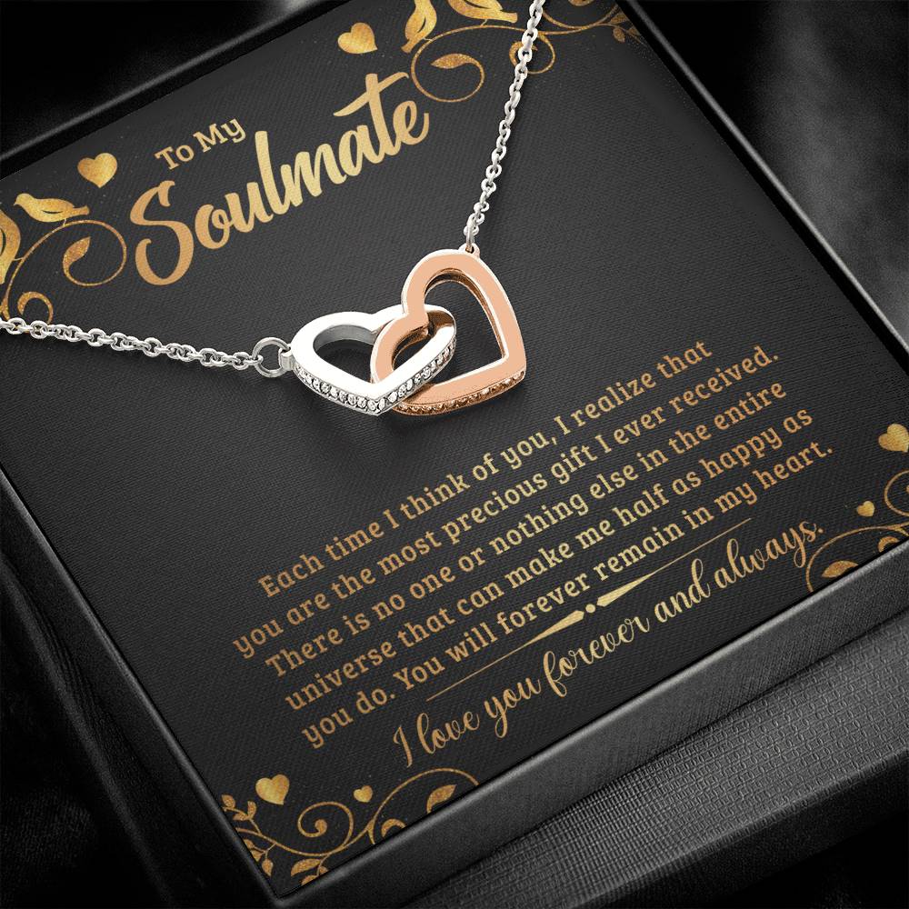 To My Soulmate Each Time Interlocking Hearts Necklace