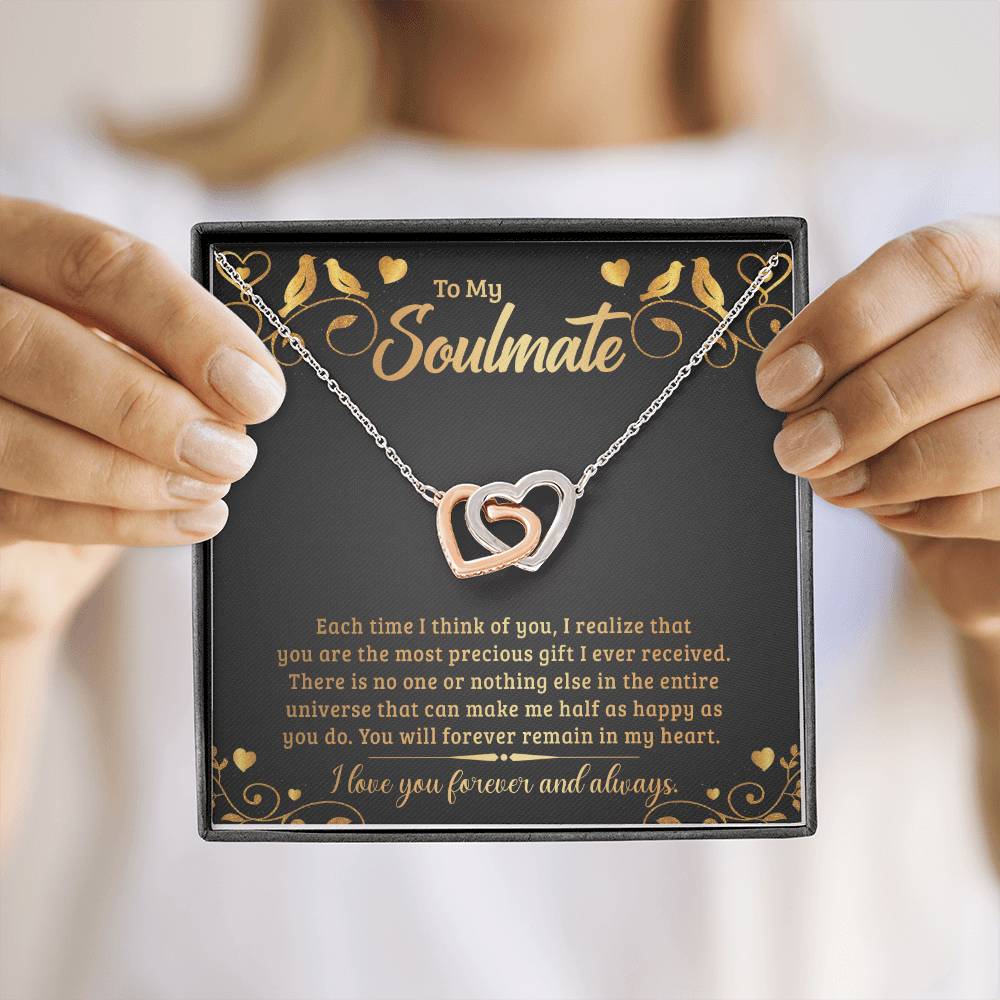 To My Soulmate Each Time Interlocking Hearts Necklace