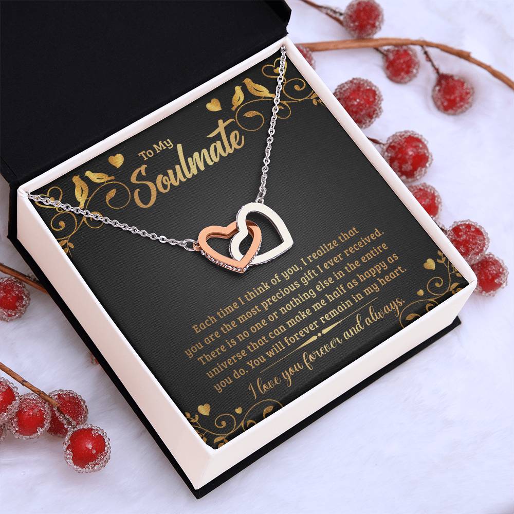 To My Soulmate Each Time Interlocking Hearts Necklace