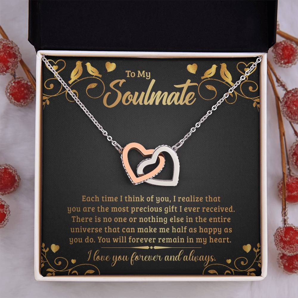 To My Soulmate Each Time Interlocking Hearts Necklace