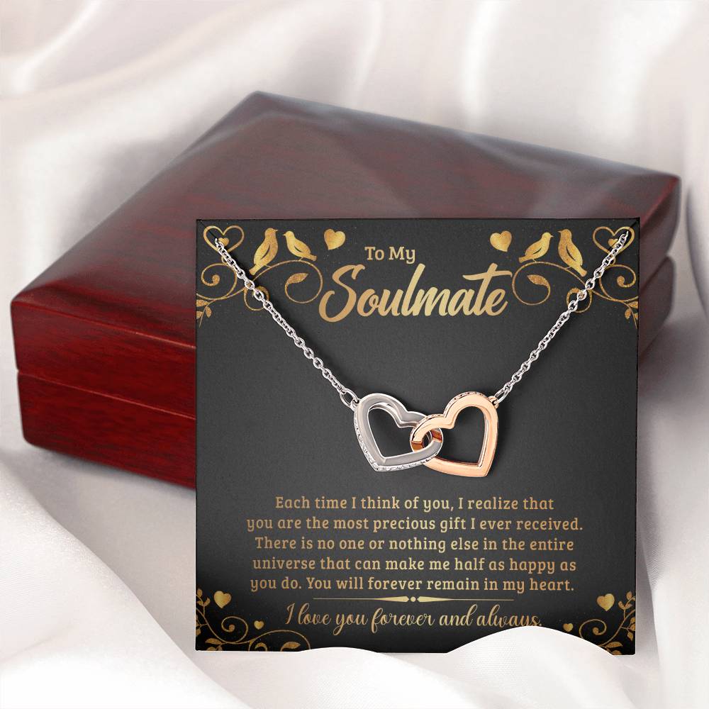 To My Soulmate Each Time Interlocking Hearts Necklace