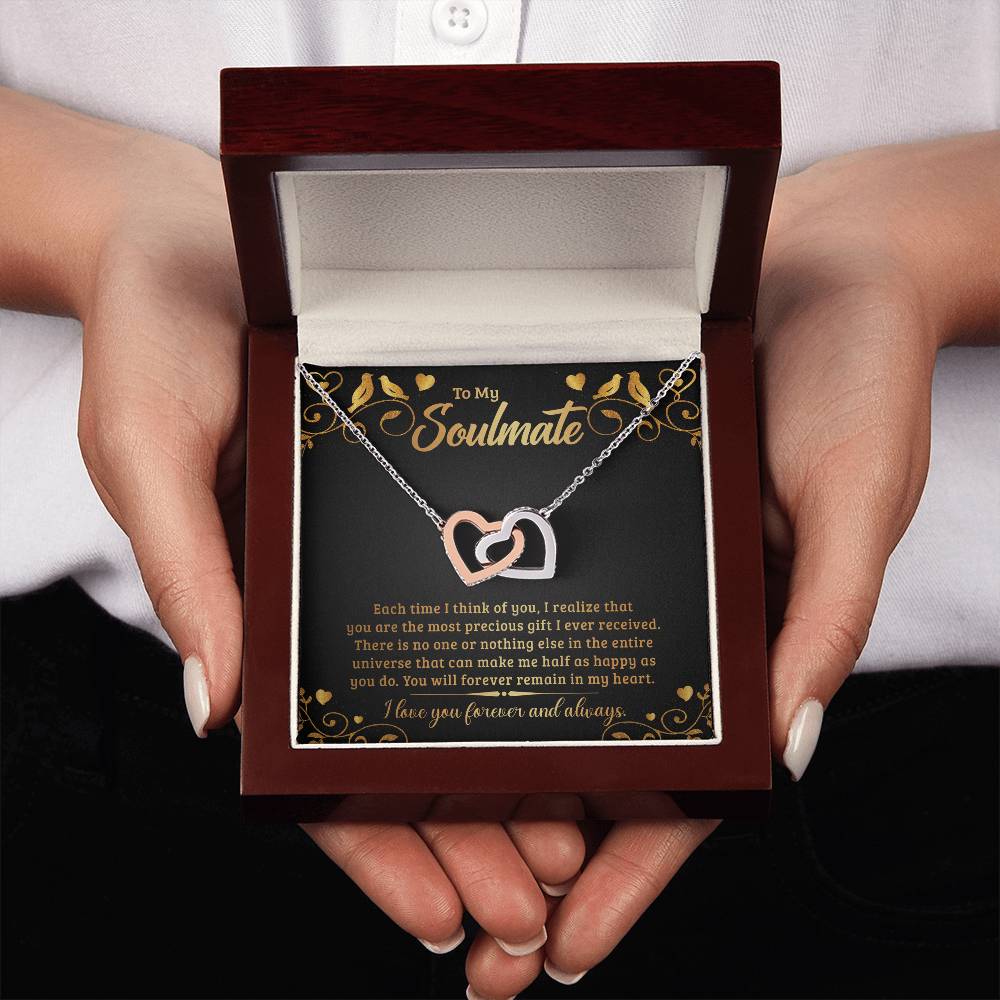 To My Soulmate Each Time Interlocking Hearts Necklace