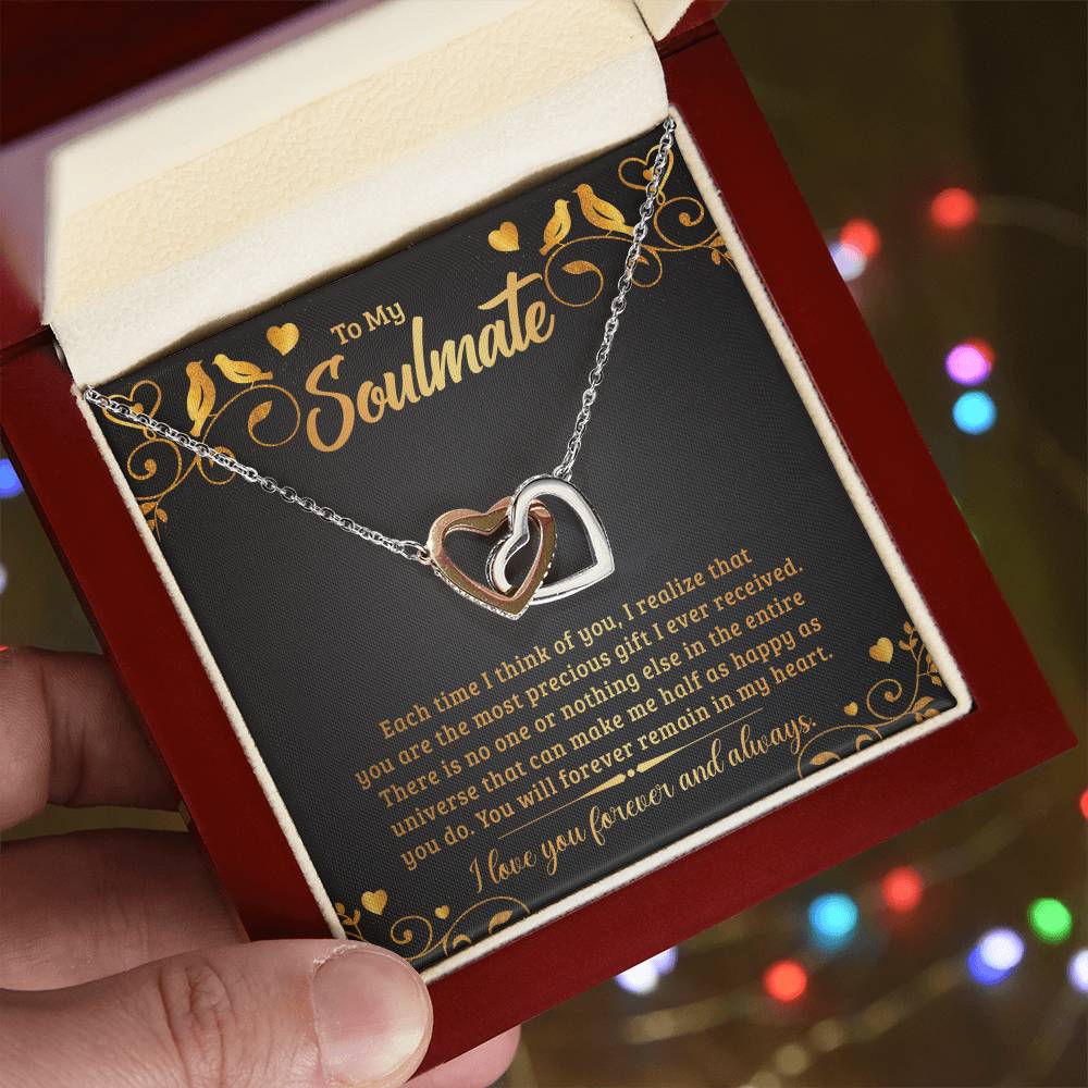 To My Soulmate Each Time Interlocking Hearts Necklace