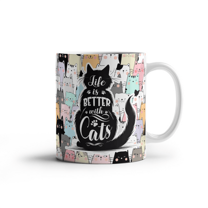 Cat Lovers Life Is Better With Cats Coffee Mug