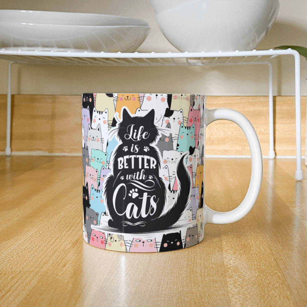 Cat Lovers Life Is Better With Cats Coffee Mug