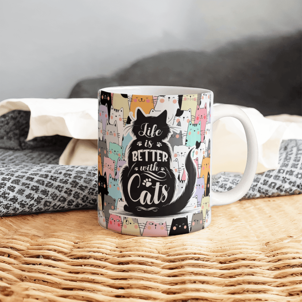 Cat Lovers Life Is Better With Cats Coffee Mug