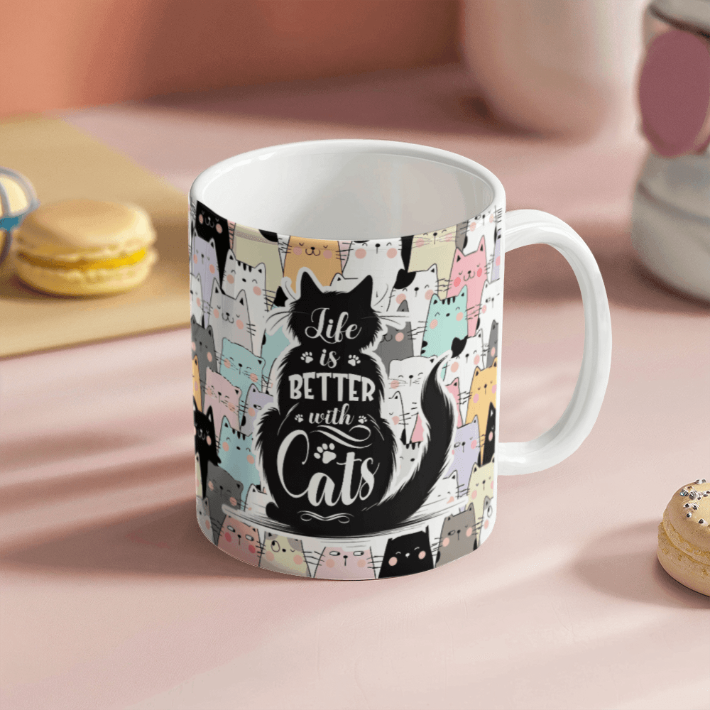 Cat Lovers Life Is Better With Cats Coffee Mug