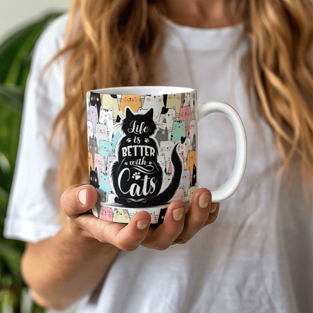 Cat Lovers Life Is Better With Cats Coffee Mug