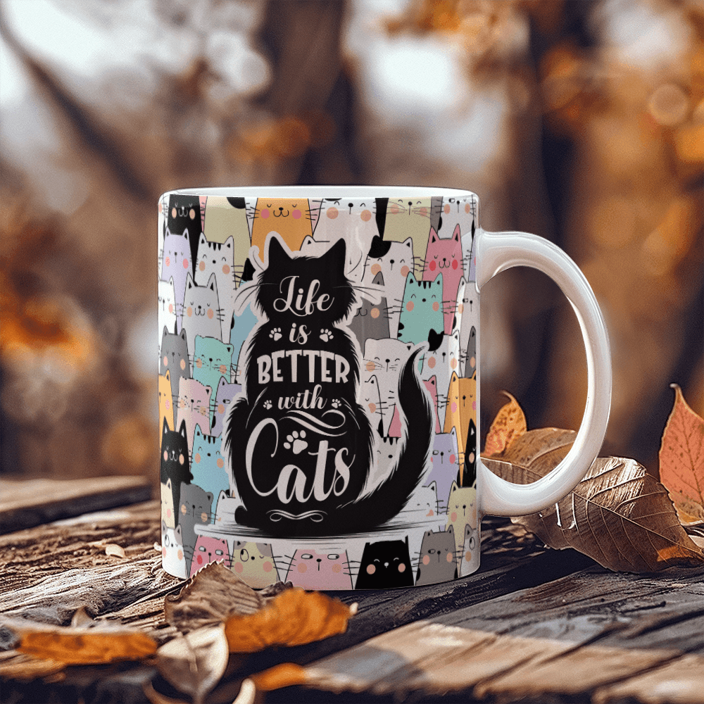 Cat Lovers Life Is Better With Cats Coffee Mug