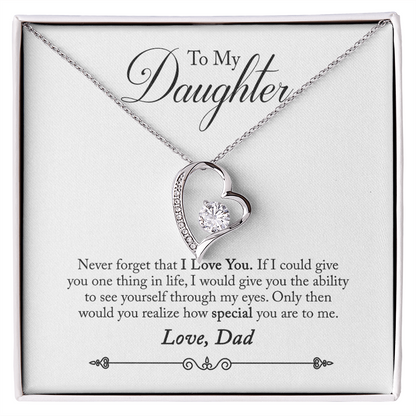 To  My Daughter -  Love Dad Forever Love Necklace