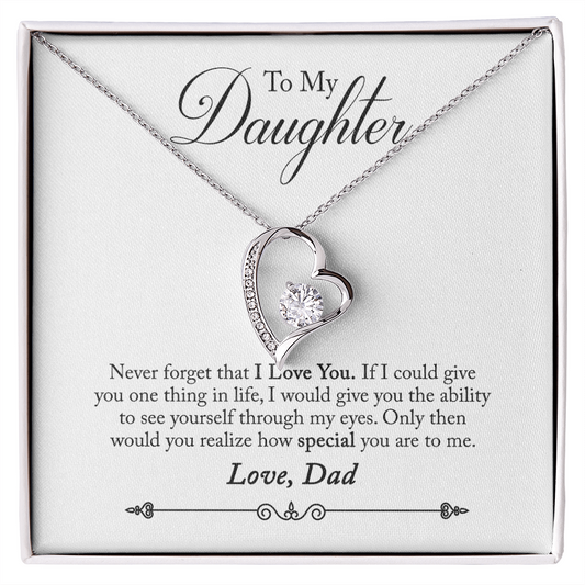 To  My Daughter -  Love Dad Forever Love Necklace