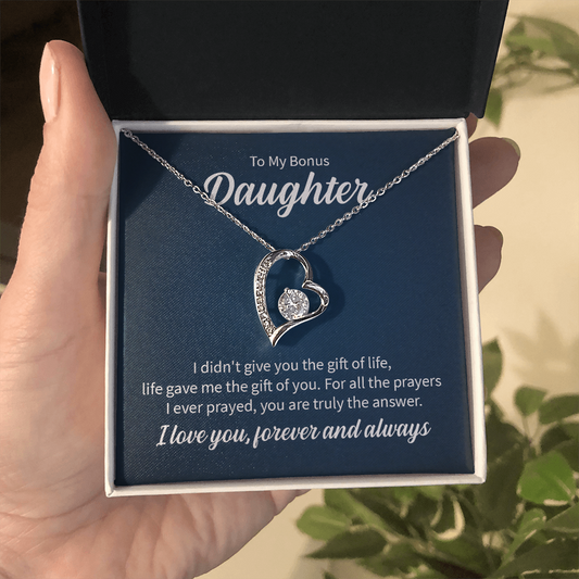 To My Bonus Daughter Forever Love Necklace