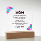 Mom for all the times plaque