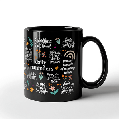 Positive Verbs Word Lover Black Coffee Mug