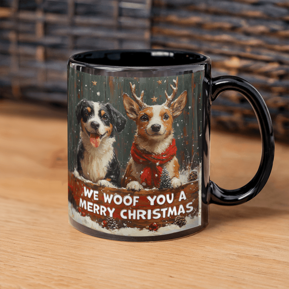 Woof Woof Christmas Dog Coffee Mug