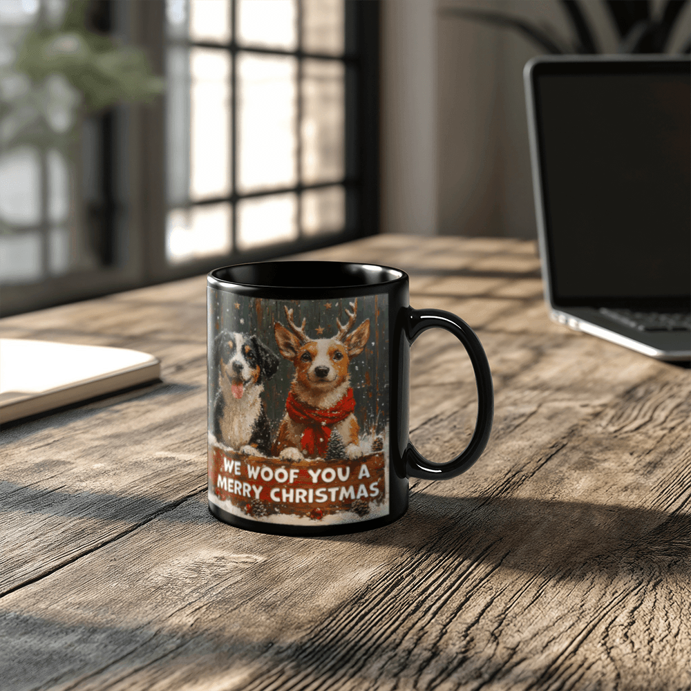 Woof Woof Christmas Dog Coffee Mug