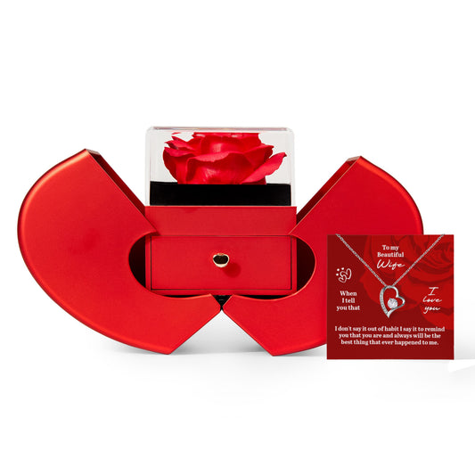 To my Beautiful Wife When I tell you Forever Love Necklace with Red Heart Rose Box