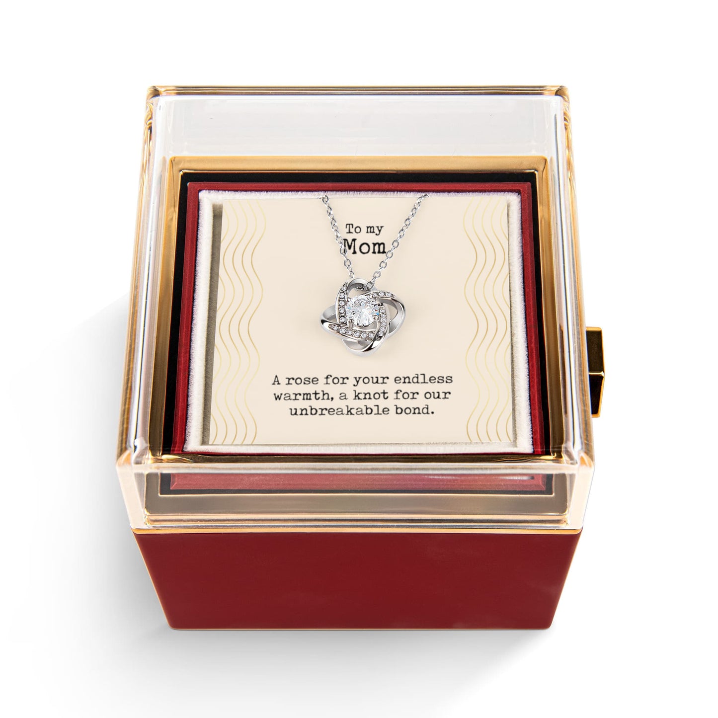 To my Mom A Rose for your endless warmth Love Knot Necklace