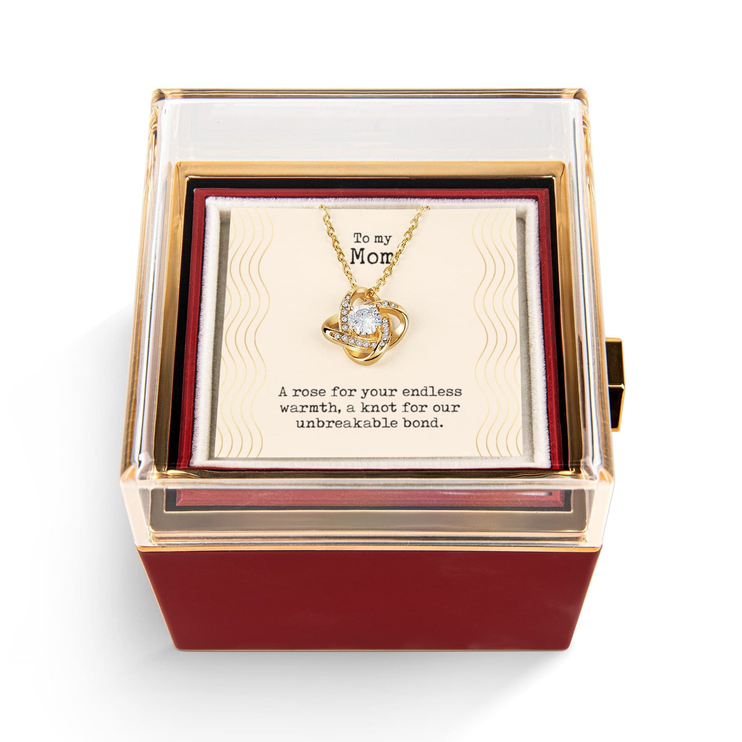 To my Mom A Rose for your endless warmth Love Knot Necklace