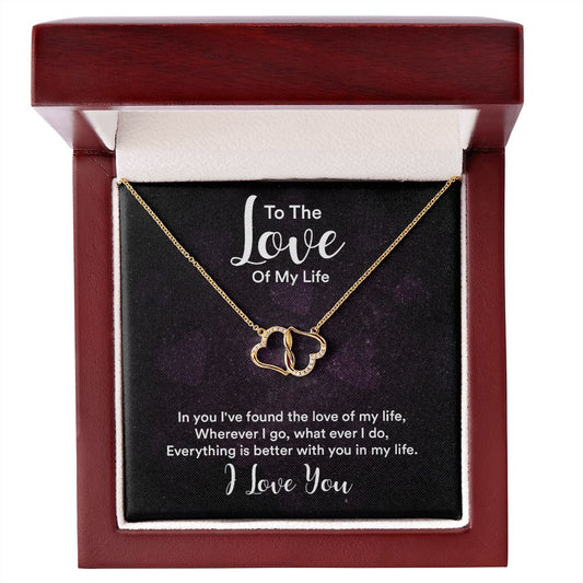 To The Love Of My Life Love You 10K solid yellow gold hearts Necklace