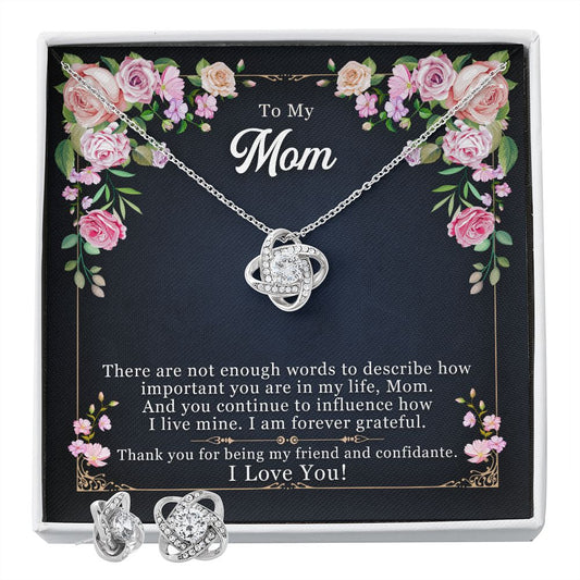 To My Mom Love Knot Earring & Necklace Set!